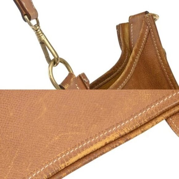 HERMES Evelyne GM Shoulder Bag Square A Courchevel Leather Brown GHW 600RF738 - Picture 9 of 13